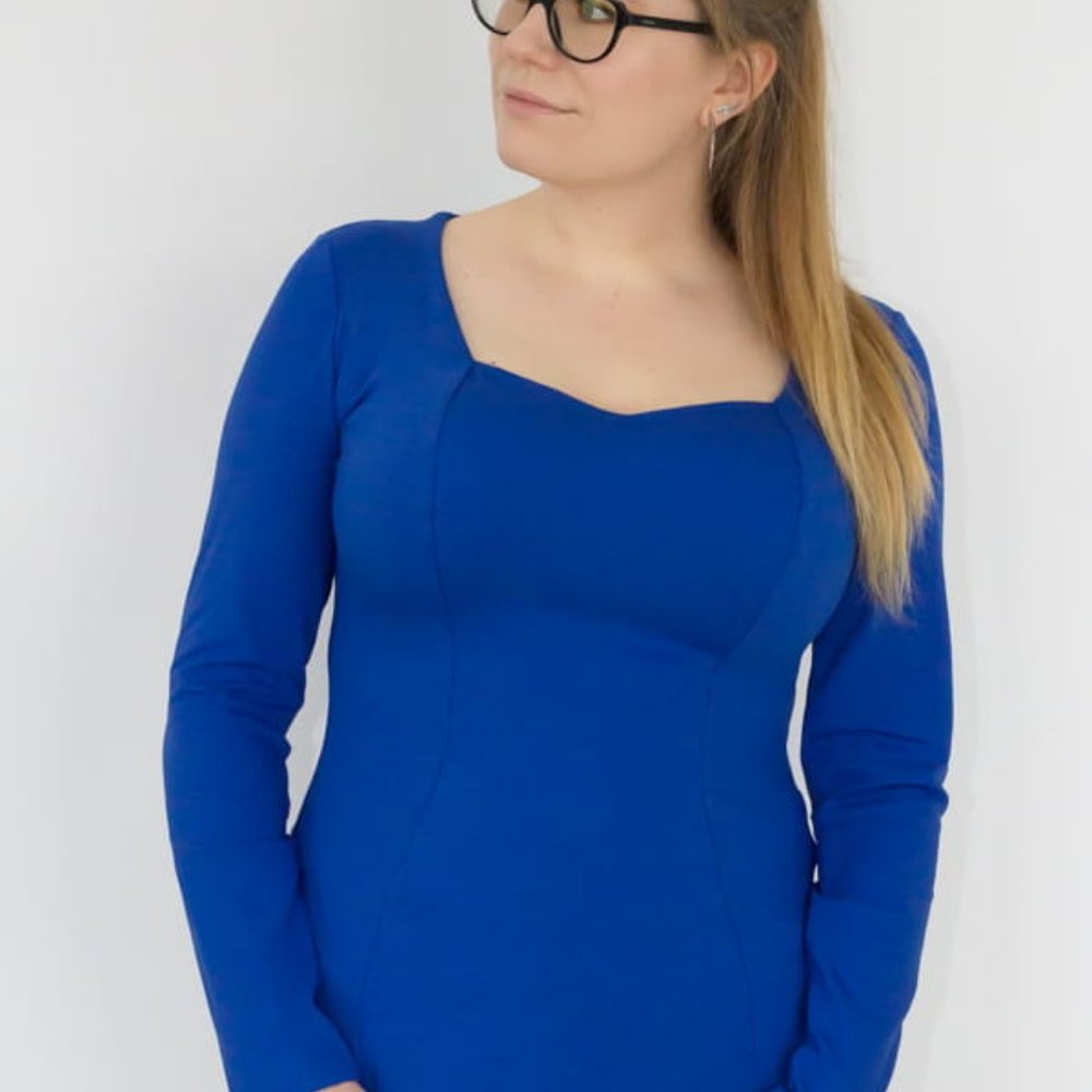 Sweetheart Neck Top Sapphire Blue